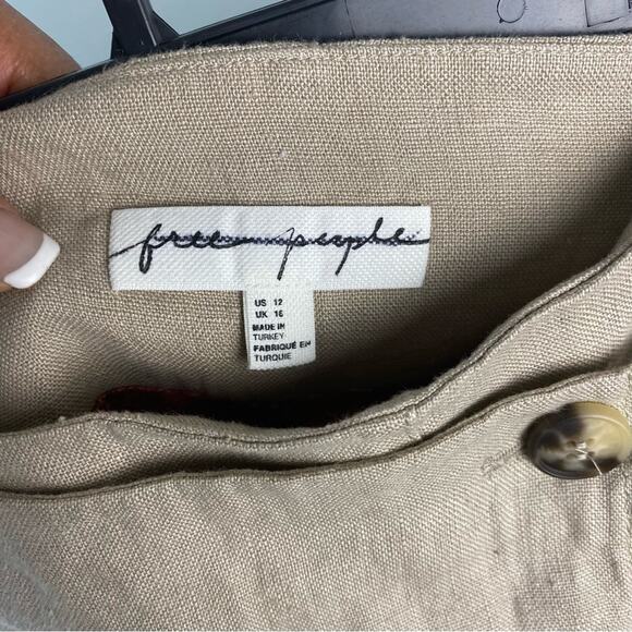 Free People 100% Linen Slice Of Action 3 Piece Skort Set Suit Cropped Tan 12 - Picture 16 of 16